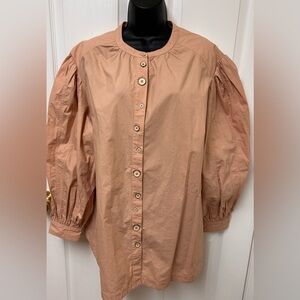 Ulla Johnson Peach Button-Up Blouse